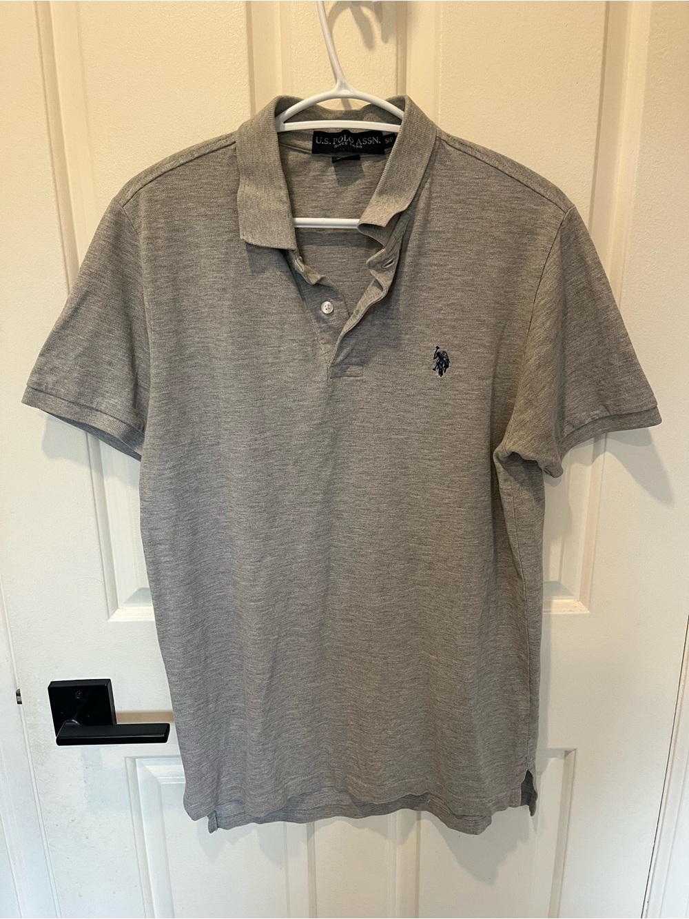 U.S. Polo Assn. Men's Heather Grey Polo with Navy Logo